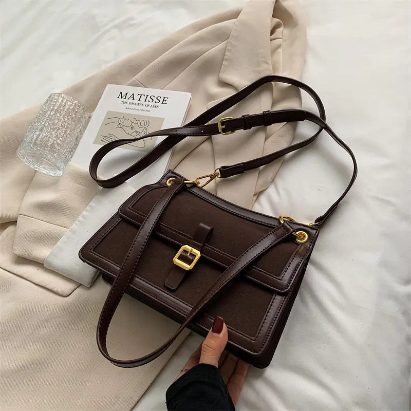 Western Style Solid Color Messenger Bag for Women