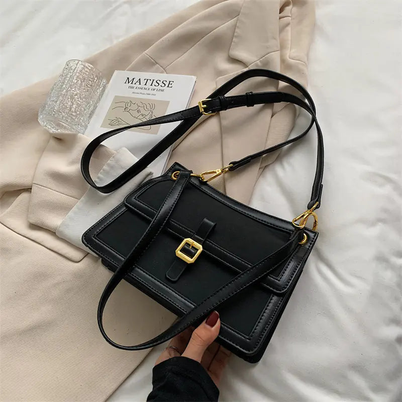 Western Style Solid Color Messenger Bag for Women