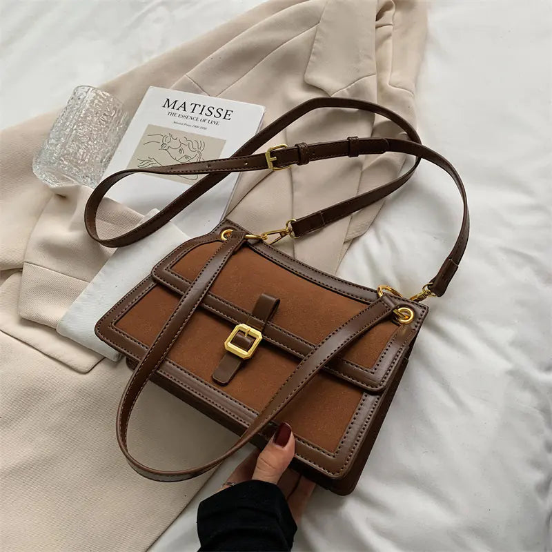 Western Style Solid Color Messenger Bag for Women