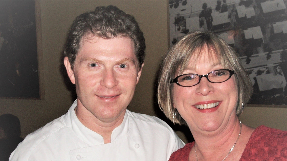 Cindy Reed Wilkins with Bobby Flay at the Food Network Throwdown chili challenge