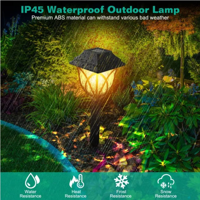 Solar Powered Wooden Stake Outdoor Decorative Landscape Light