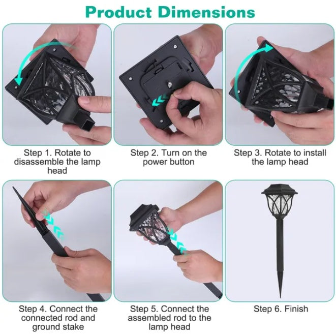 Solar Powered Wooden Stake Outdoor Decorative Landscape Light